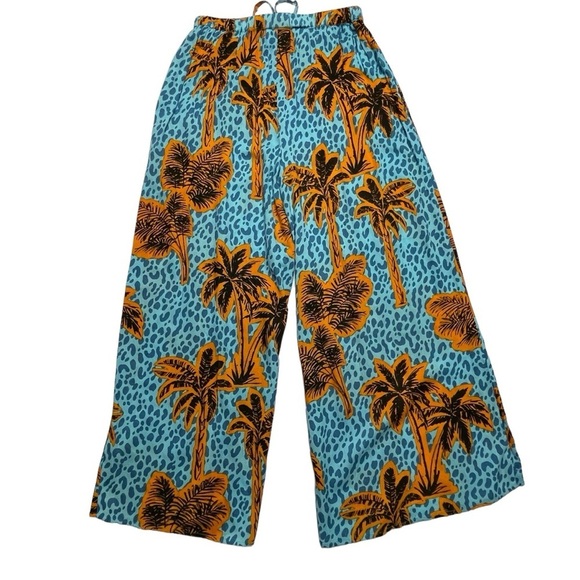 True Destinations Pants Wide Loose Leg w/ Split Blue & Gold Women’s Size Medium - Picture 3 of 16